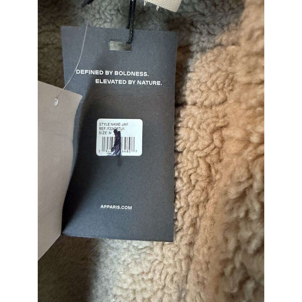 Apparis Jay Faux Leather & Faux Shearling Moto Jacket Taupe Sz M $465 NWT - Picture 11 of 16